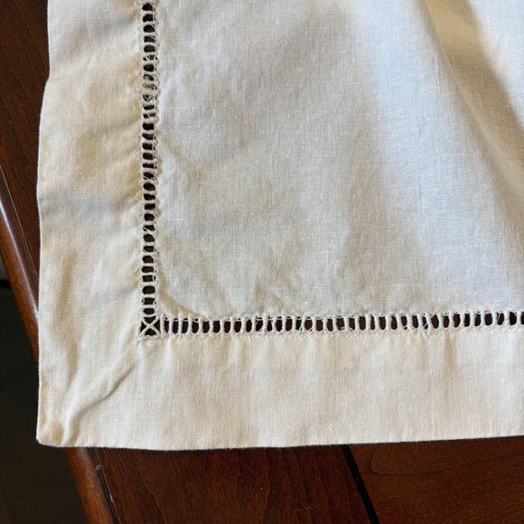 Linen Blend Hemstitch Tablecloth Rectangular 100x116 White Large Long - Picture 3 of 5
